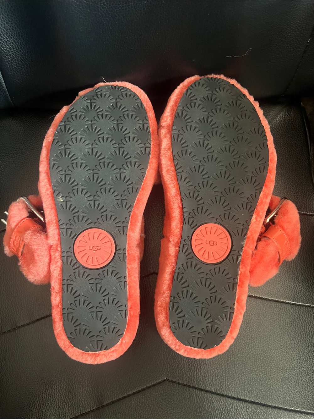 UGG Fuzz Yeah Coral/Orange Buckle Slippers - Picture 5 of 5